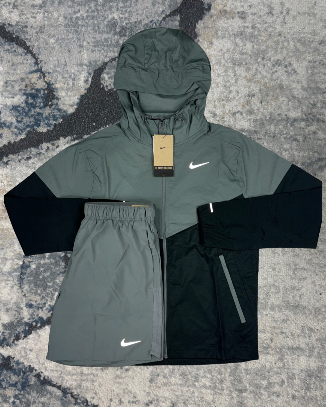Nike Windrunner Short Set (Grey/Black)
